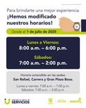 Imagen de explicación nuevos horarios en ventanillas 